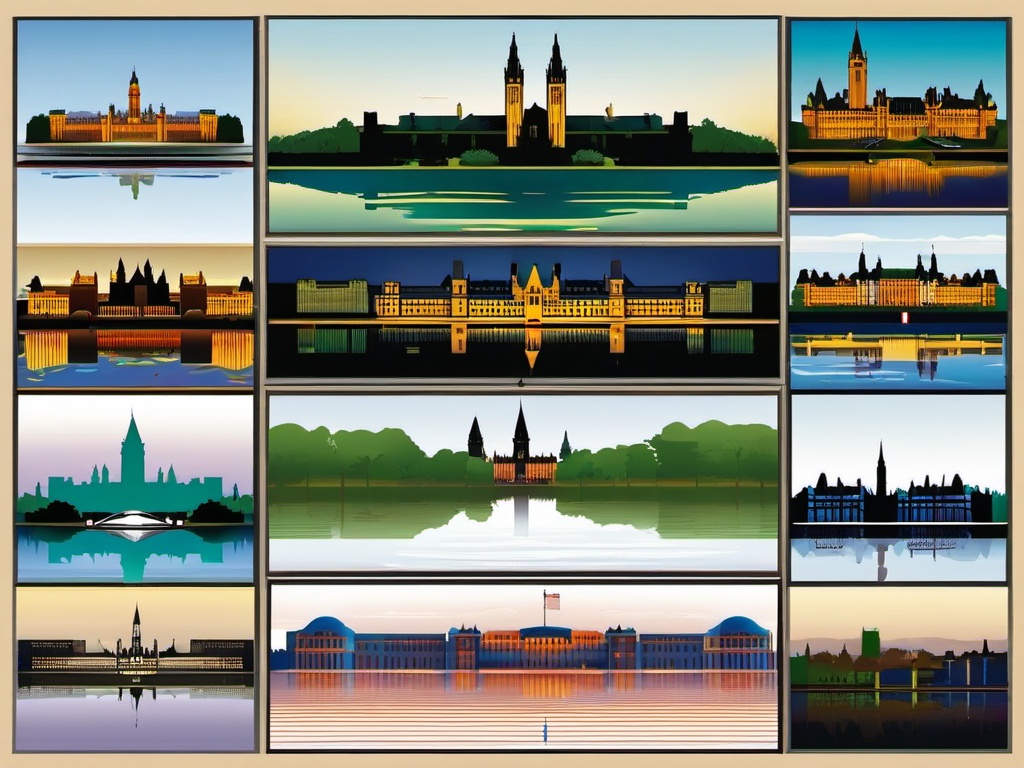 Ottawa clipart - Parliament Hill and Ottawa River,  color clipart, vector art