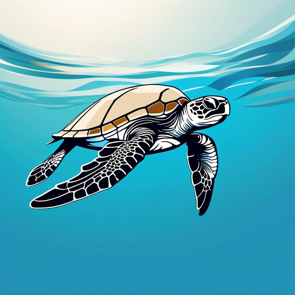 Sea Turtle Clipart - A graceful sea turtle gliding through clear blue waters, an emblem of oceanic beauty.  color clipart, minimalist, vector art, 