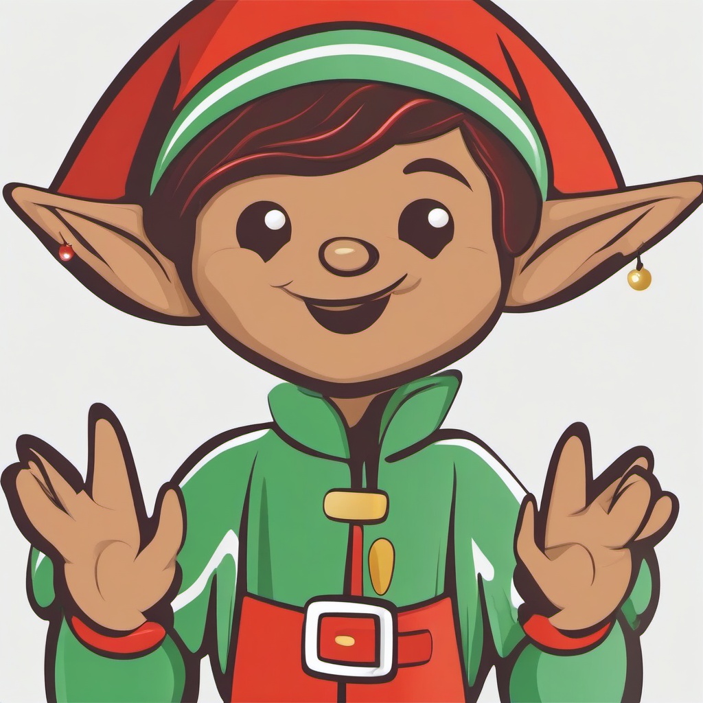 Elf clipart - elf waving hello with a friendly smile  color,minimalist,vector clipart