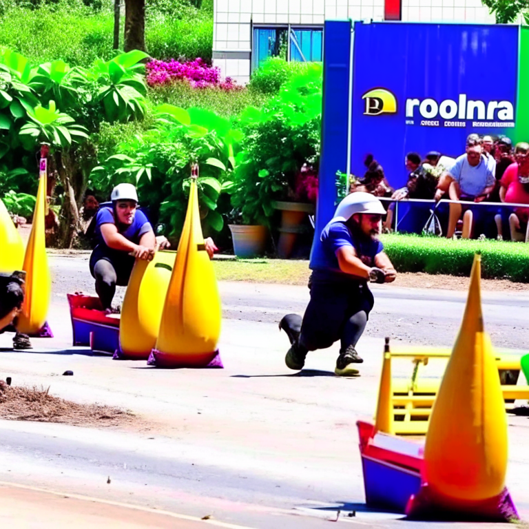 gorillas hosting a 'banana peel slalom,' slipping hilariously while navigating an obstacle course. 