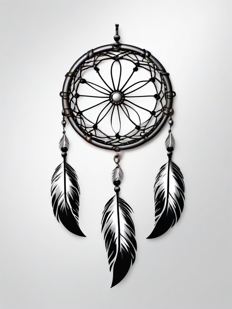 3D Dreamcatcher Tattoo - Three-dimensional dreamcatcher tattoo.  simple vector tattoo,minimalist,white background