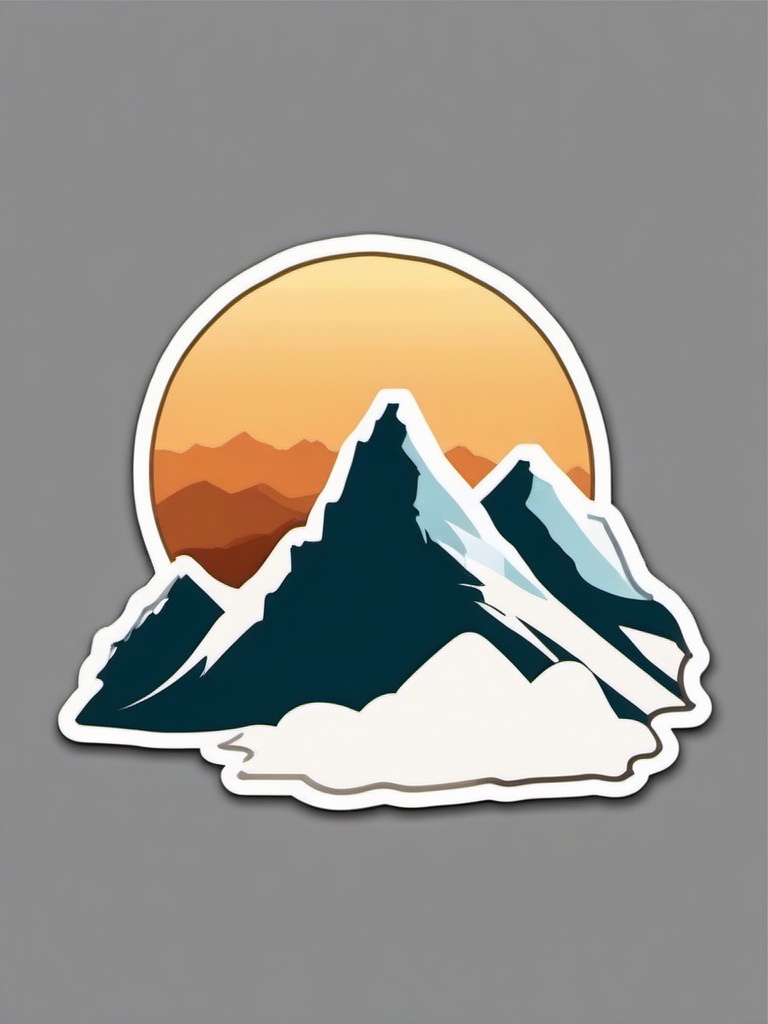 Mountain Sticker - Majestic mountain silhouette, ,vector color sticker art,minimal