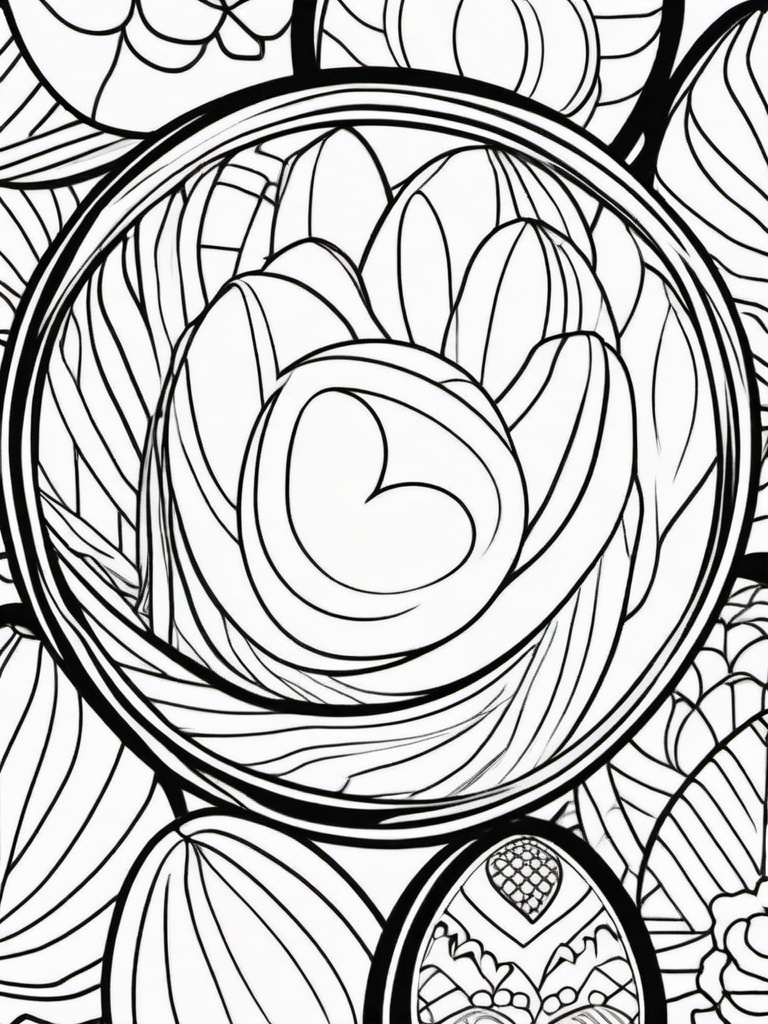 Easter Eggs Coloring Pages - Easter Eggs with a heart  simple coloring pages