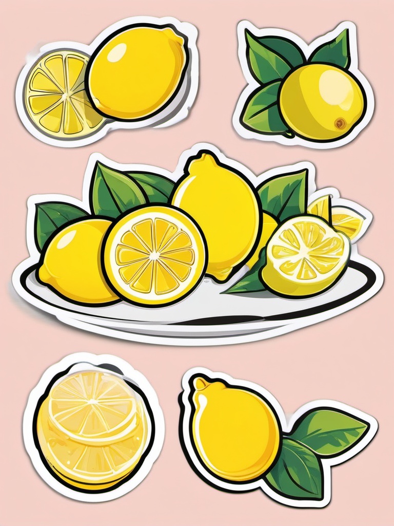 Lemon Sorbet Sticker - Refresh your palate with the zesty and citrusy delight of lemon sorbet, , sticker vector art, minimalist design