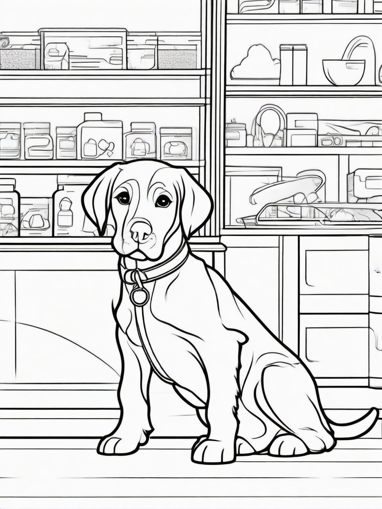 Puppy at the Vet Coloring Pages - Brave Puppy Visiting the Veterinarian  minimal black outline printable sheet, coloring page