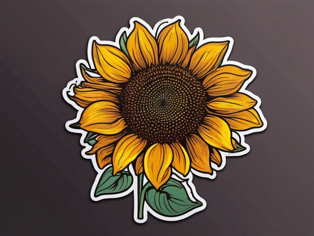 Sunflower Sticker - Vibrant sunflower illustration, ,vector color sticker art,minimal