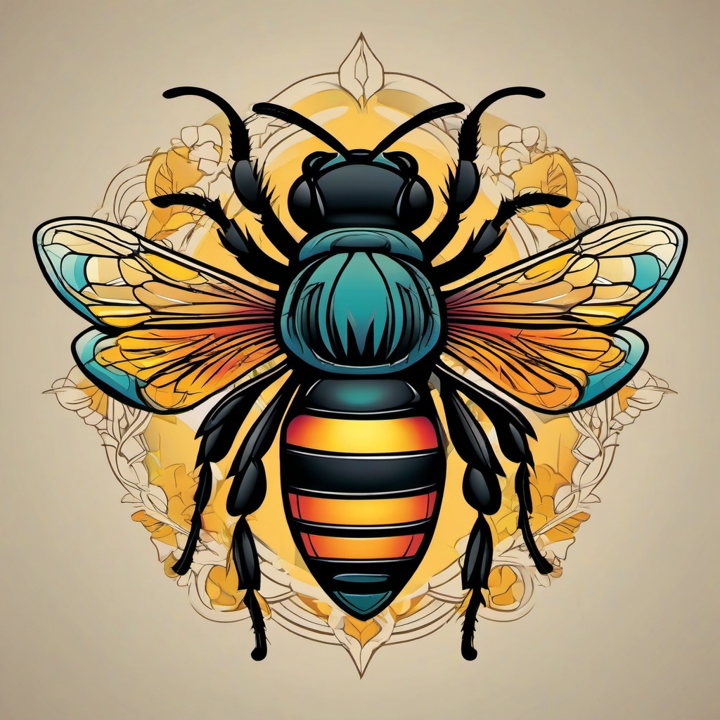 color bee tattoo  vector tattoo design