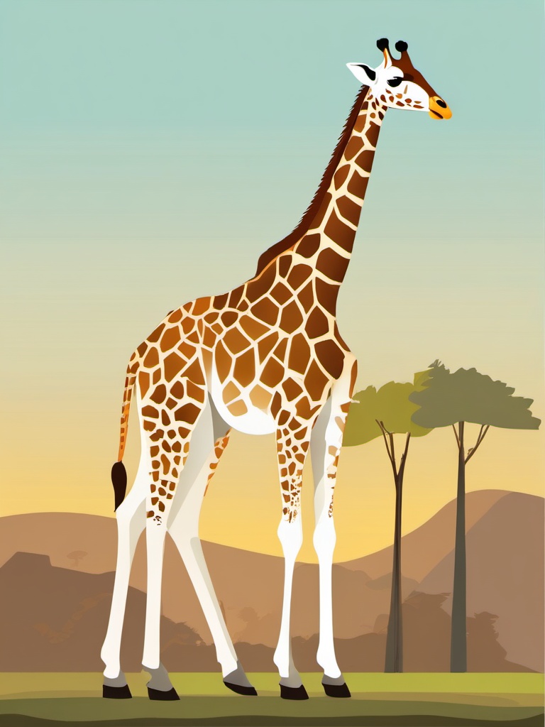 Giraffe clipart - Tallest land animal with a long neck and spotted coat, ,vector color clipart,minimal