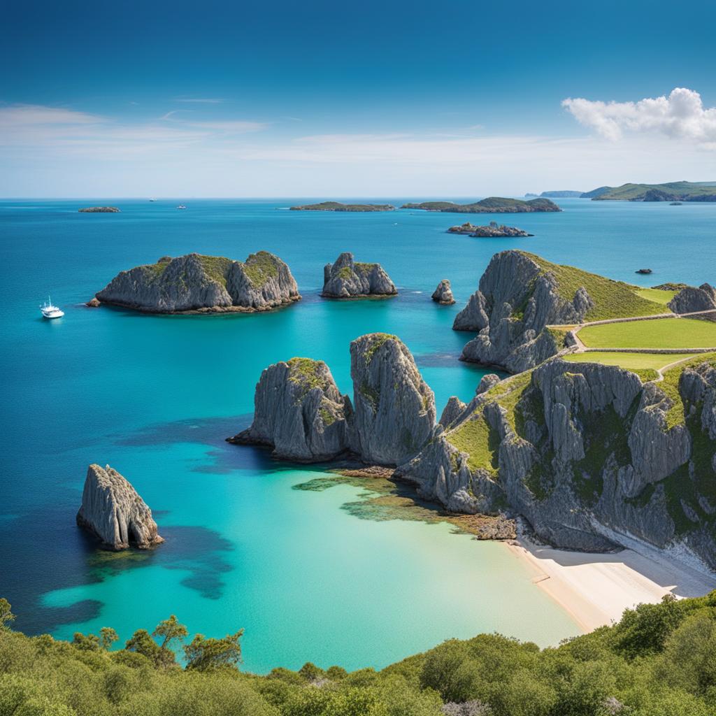 exotic glénan islands - illustrate the exotic landscapes of the glénan islands in brittany, known for their turquoise waters 