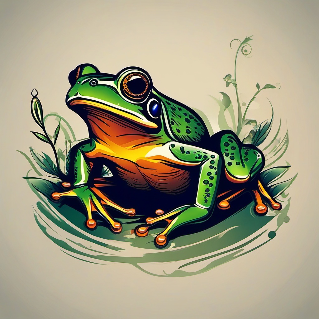 Tattoo Ideas Frogs-Creative and artistic tattoo ideas featuring frogs, capturing themes of nature, transformation, and whimsy.  simple color vector tattoo