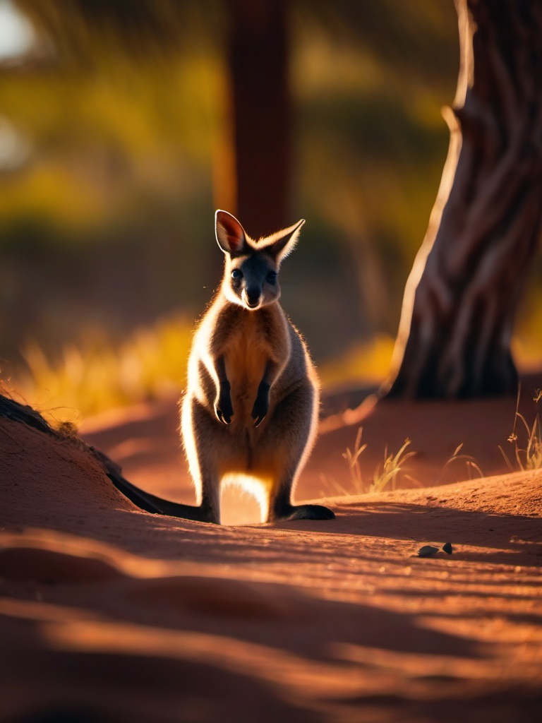 Cute Wallaby Hopping in the Australian Outback 8k, cinematic, vivid colors