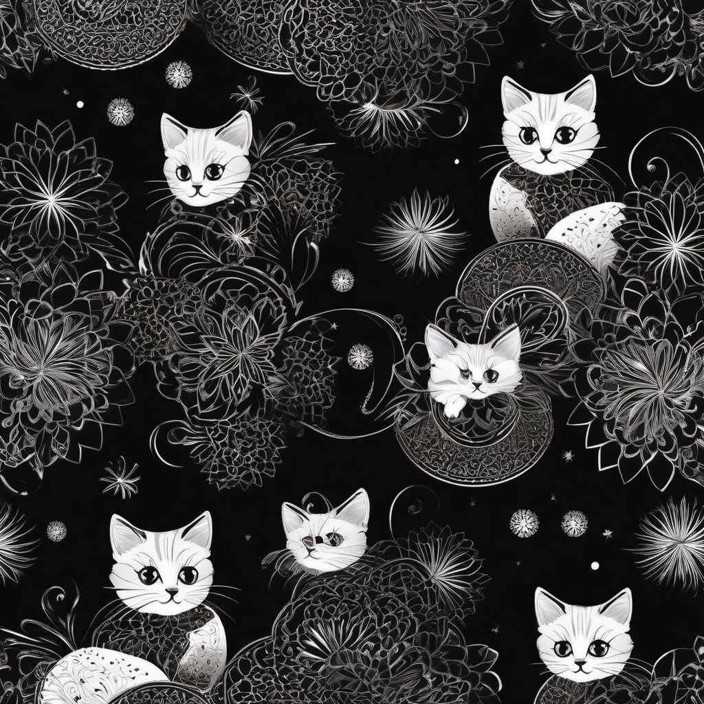 Black Cute Wallpaper - Playful Kittens on Black  intricate patterns, splash art, wallpaper art