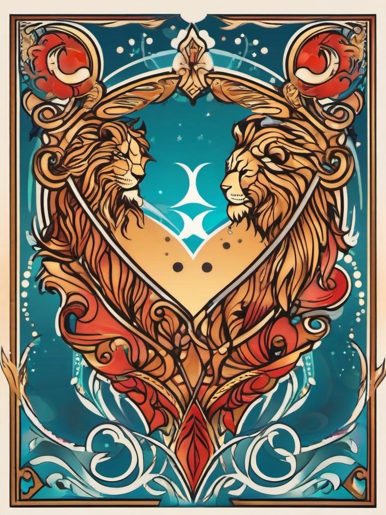 aquarius and leo love tattoo  simple vector color tattoo