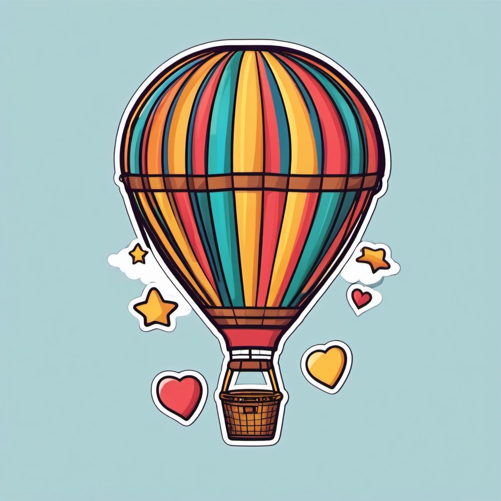 Romantic Hot Air Balloon Ride Emoji Sticker - Soaring in the skies of love, , sticker vector art, minimalist design
