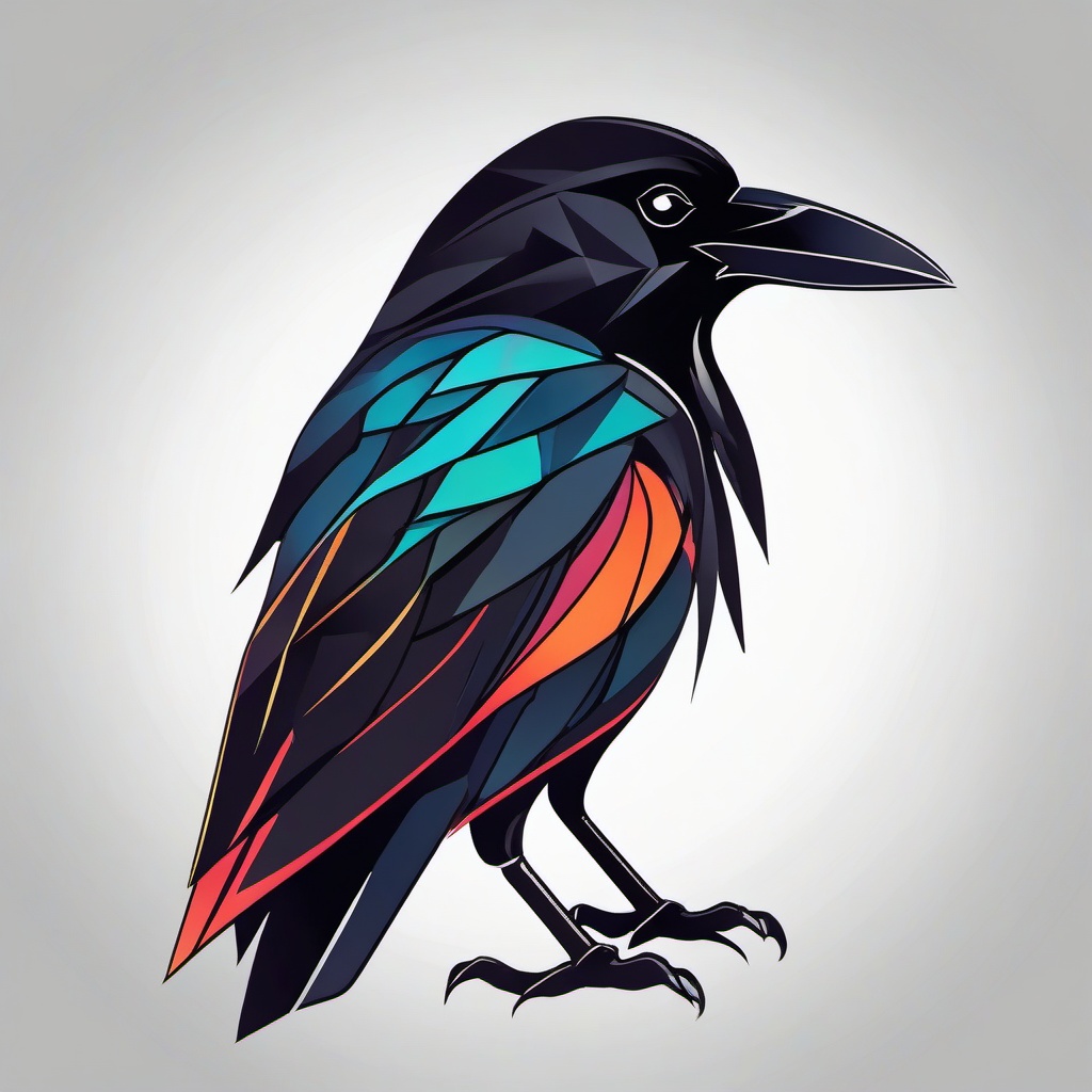 crow geometric tattoo  simple vector color tattoo