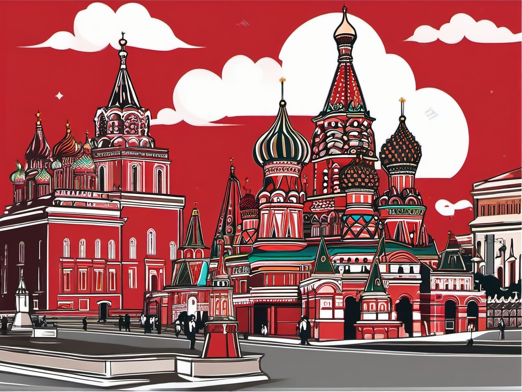 The Red Square clipart - Central square in Moscow, Russia, ,color clipart vector style