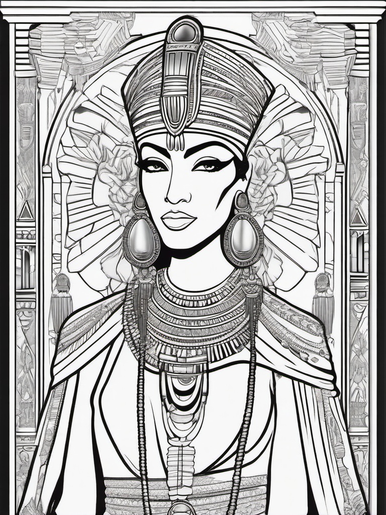 Egyptian Princess Coloring Pages - Ancient Royalty in Lavish Attire  minimal black outline printable sheet, coloring page