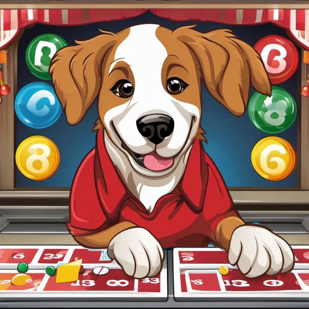 Bingo clipart - cartoon dog playing bingo  vector clipart