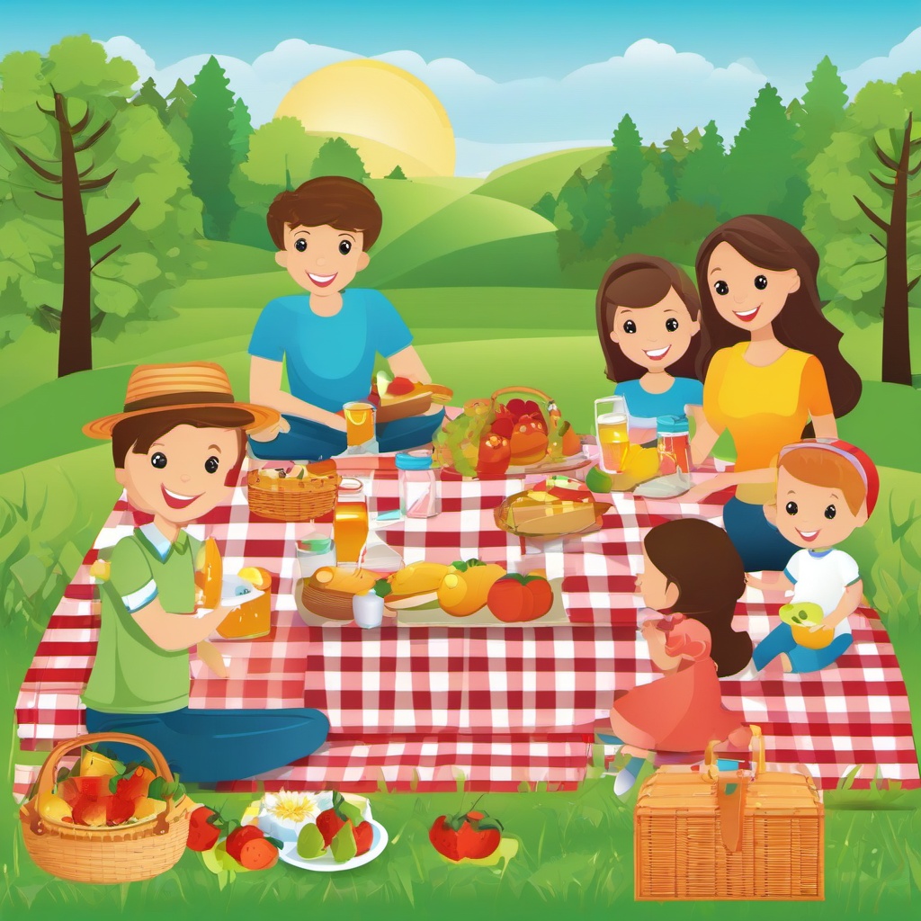 August clipart - August picnic with friends and family  