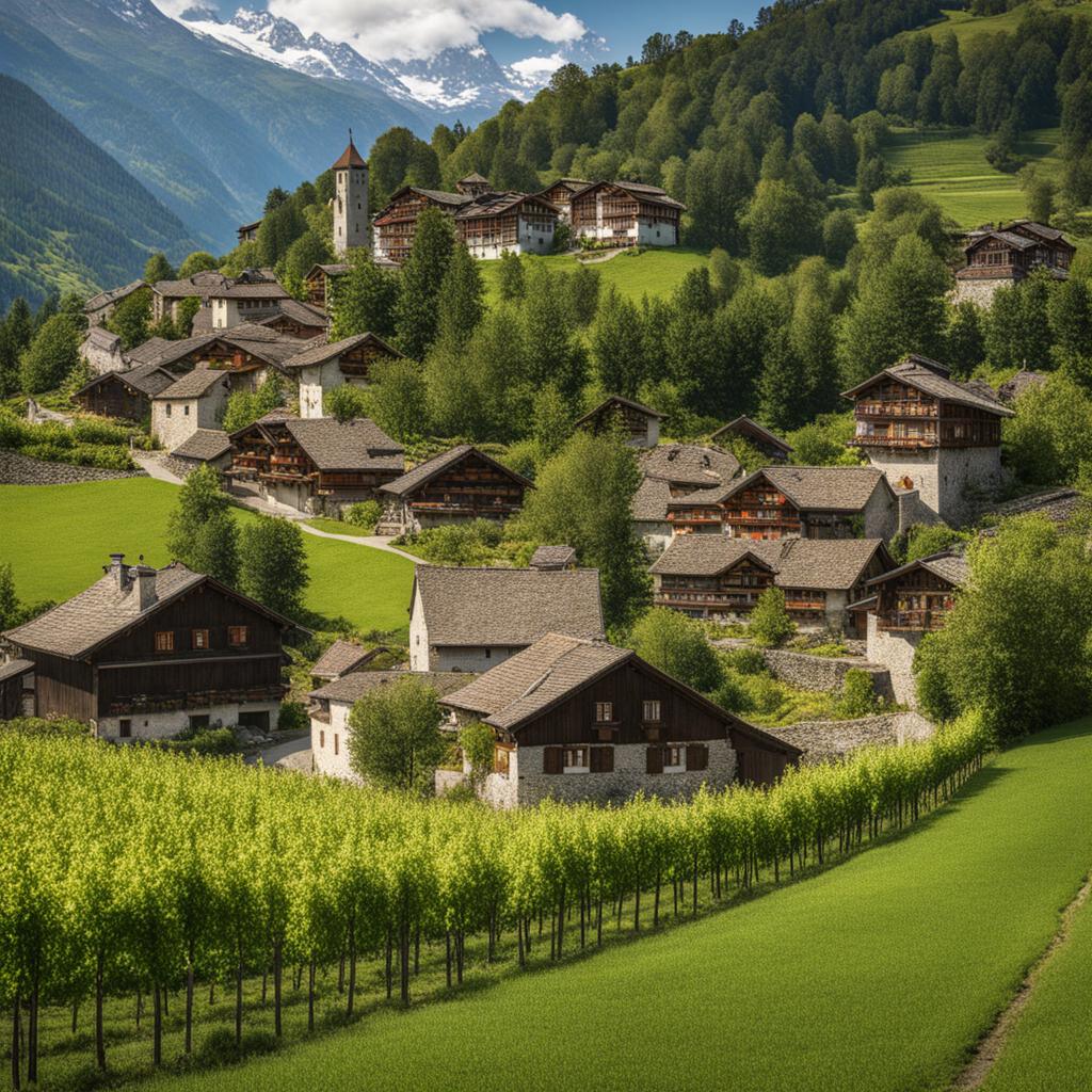 forgotten villages of valais - capture the forgotten villages of valais, with their timbered houses and vineyards, set against mountain scenery. 