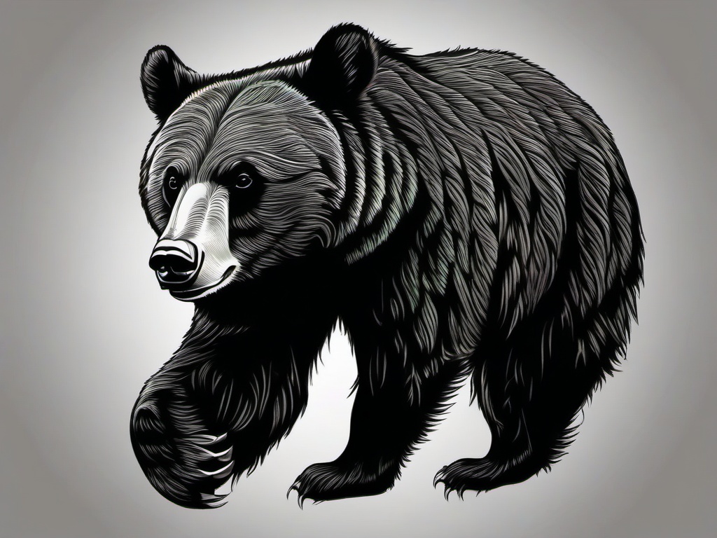 realistic black bear tattoo  simple vector color tattoo