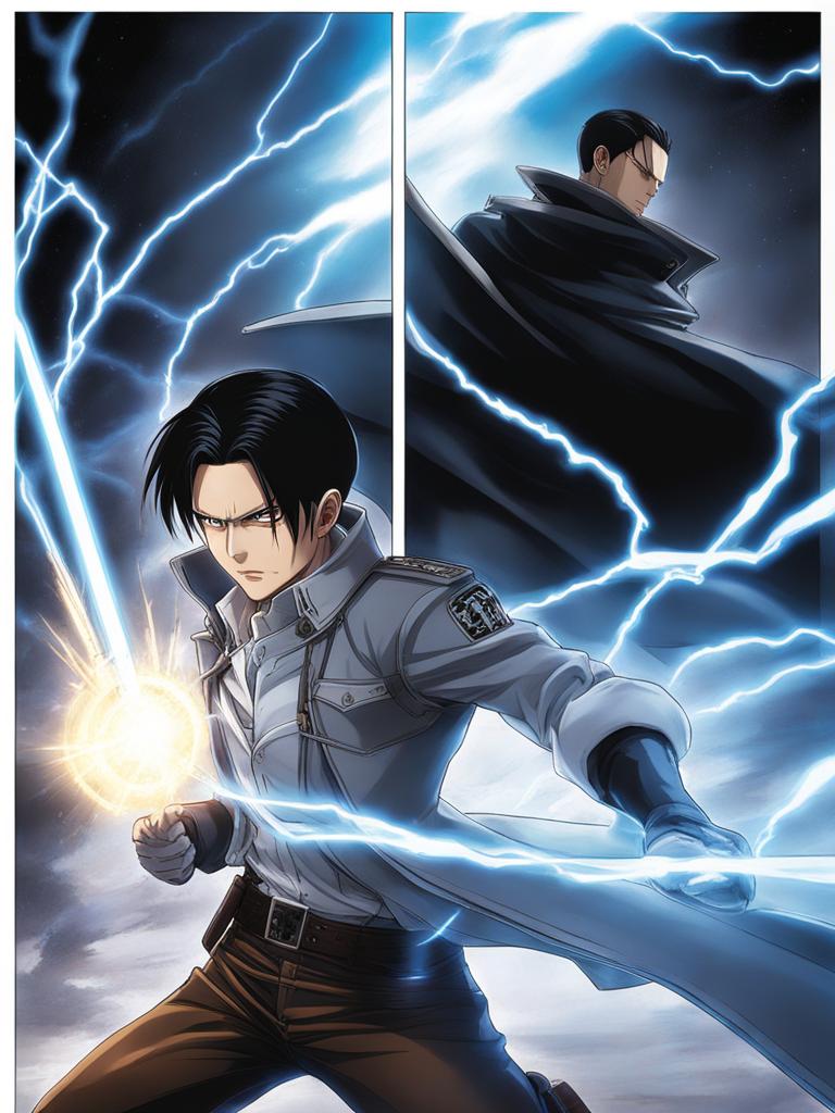 levi ackerman executes lightning-fast maneuvers as a titan slayer. 