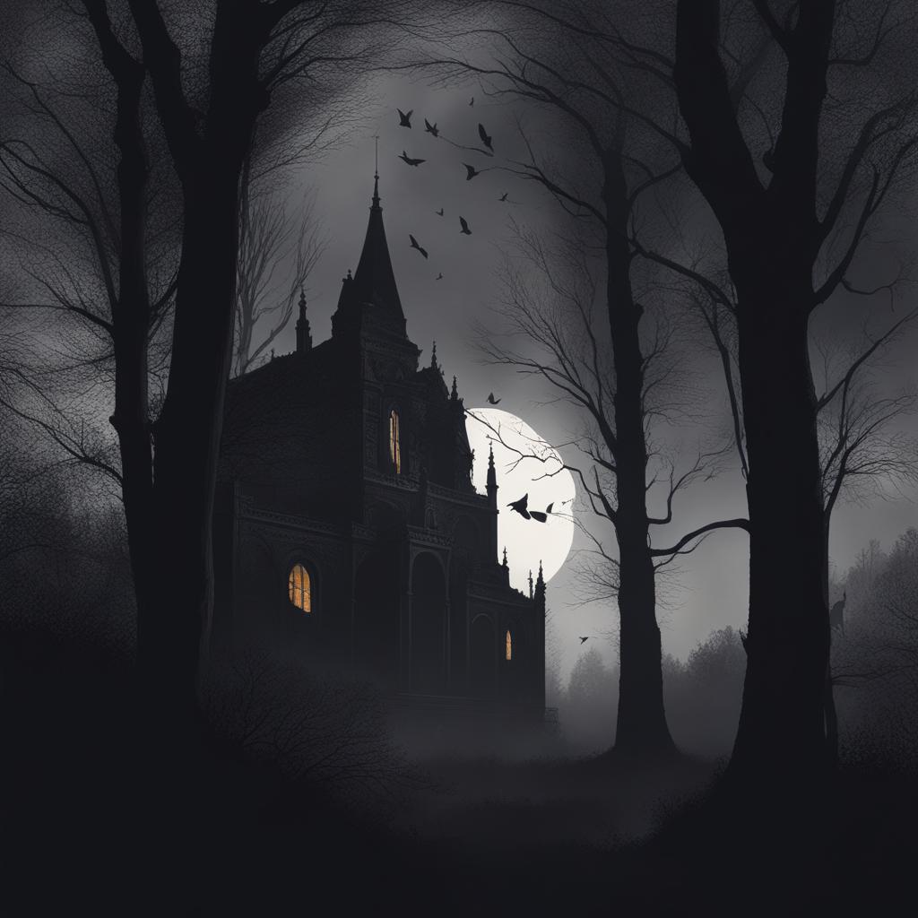 dark and mysterious - create an artwork that embodies the feeling of darkness and mystery. 