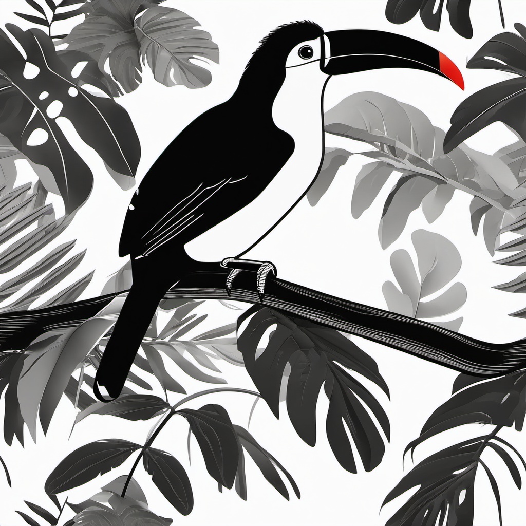 Toucan Clipart - Toucan perched on a branch in the Amazon rainforest , minimal, 2d