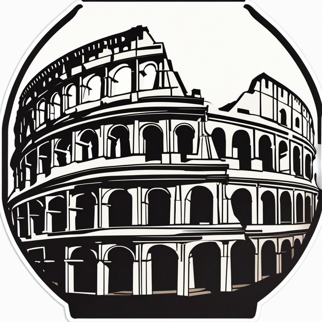 Colosseum sticker- Ancient Roman amphitheater of gladiator battles, , sticker vector art, minimalist design