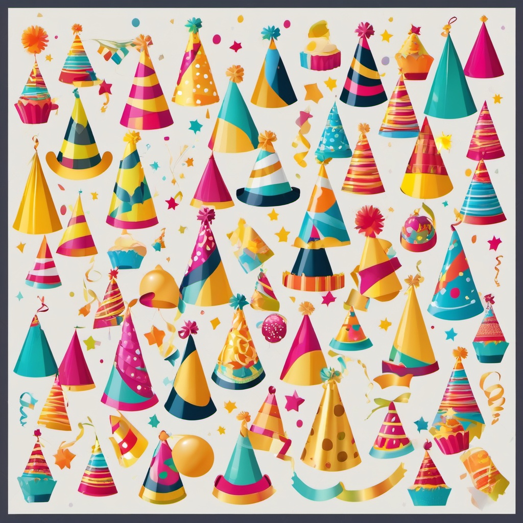 Birthday Party Hat clipart - Fun and colorful birthday party hat, ,vector color clipart,minimal