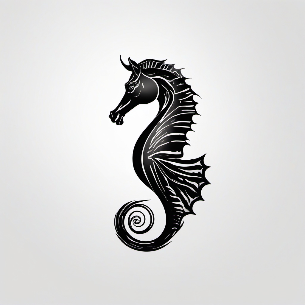 sea horse tattoo  simple tattoo,minimalist,white background