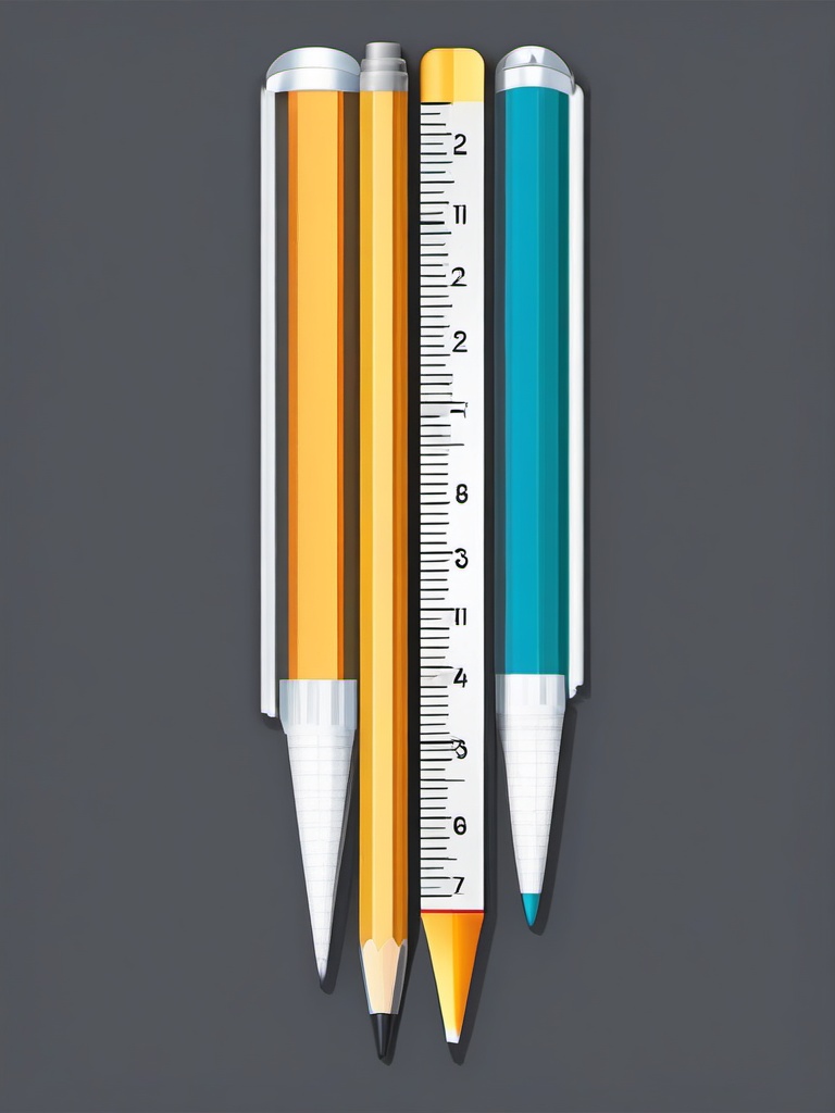 Pencil and Ruler Icon - Pencil and ruler icon for drawing and measurement,  color vector clipart, minimal style