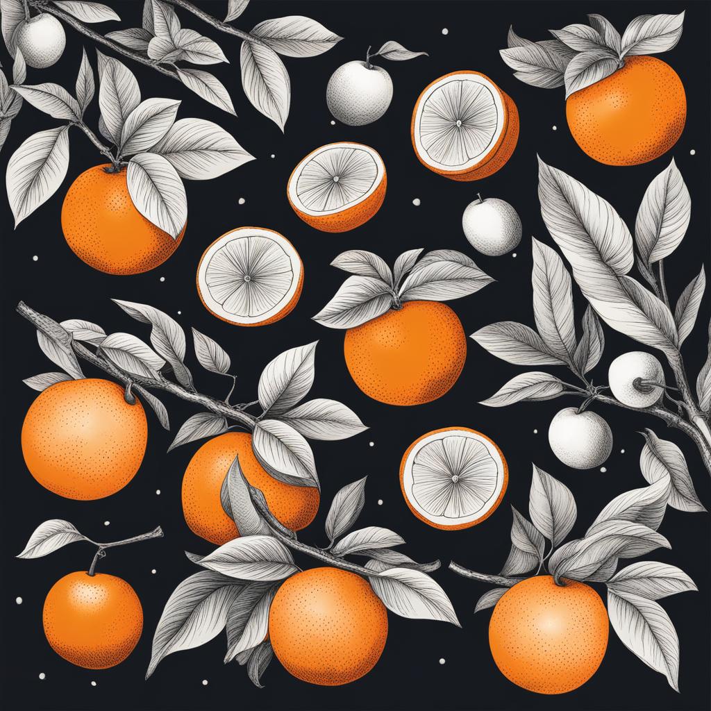 orange clipart: ready to be plucked from a flourishing orchard. 