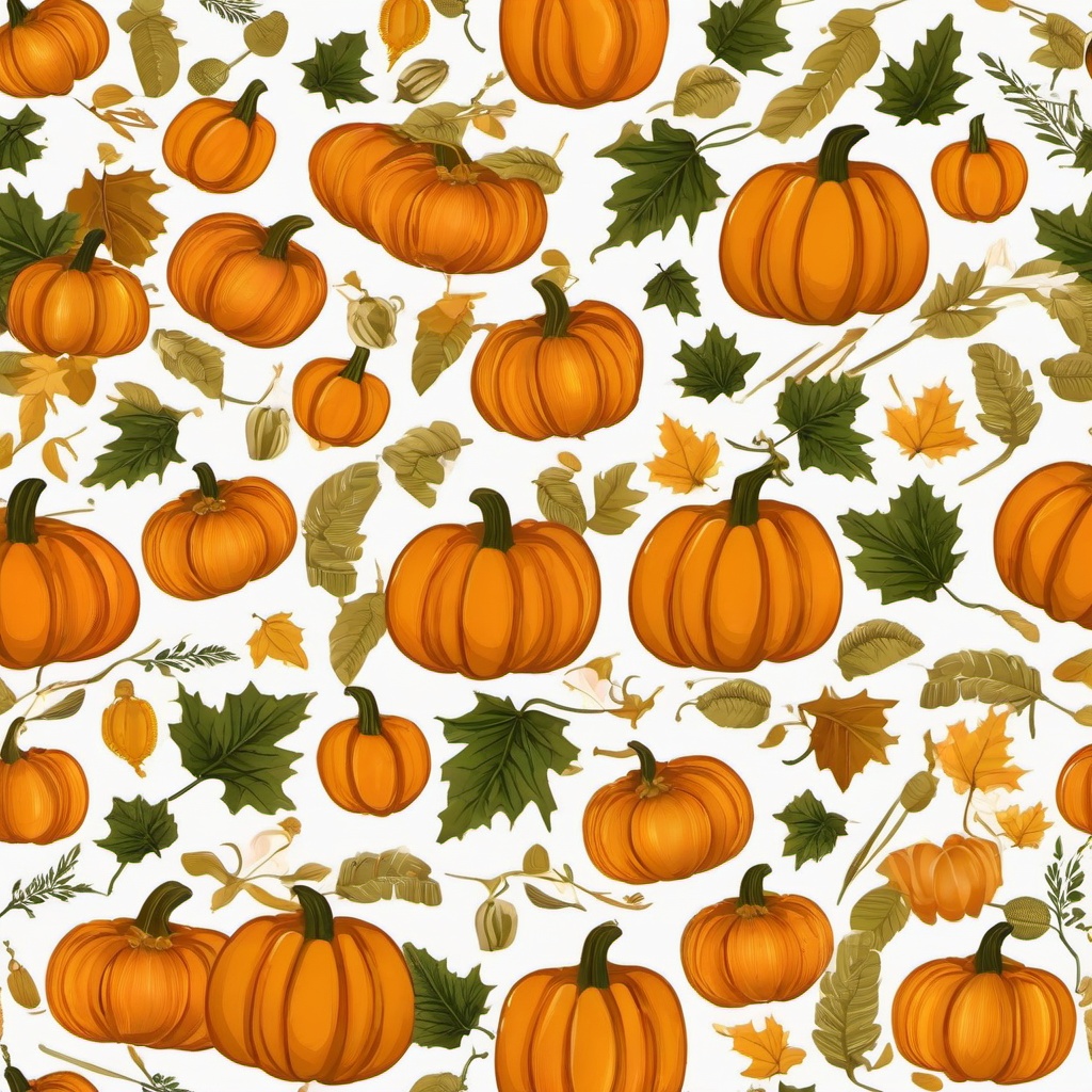 November clipart - harvest season with pumpkins and crops  