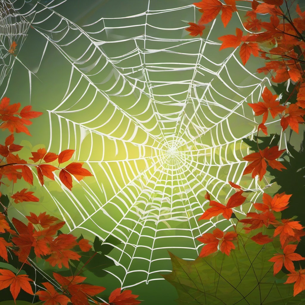 Spider Web clipart - spider web with a background of leaves  