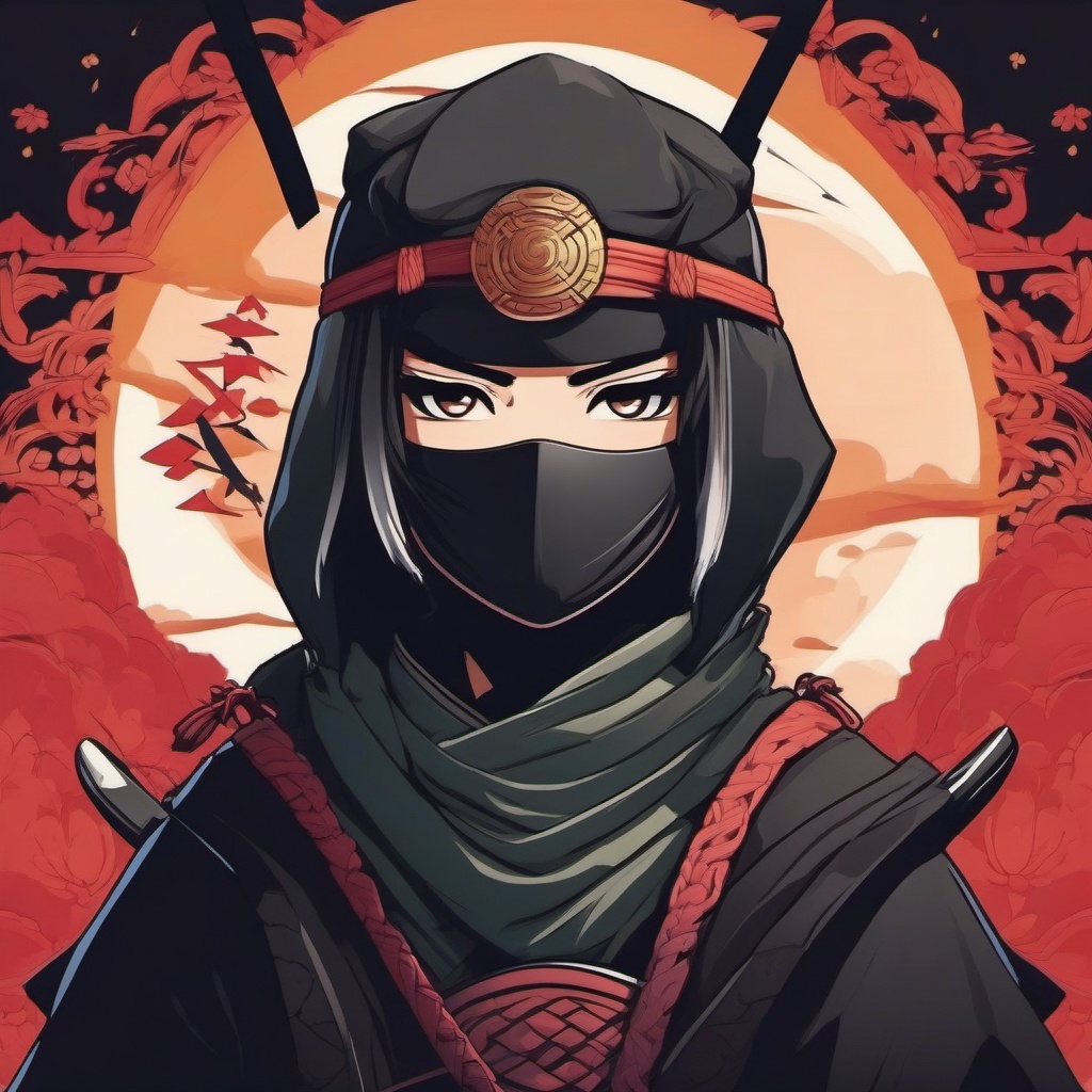 Adventurous ninja character in ancient Japan.  front facing ,centered portrait shot, cute anime color style, pfp, full face visible