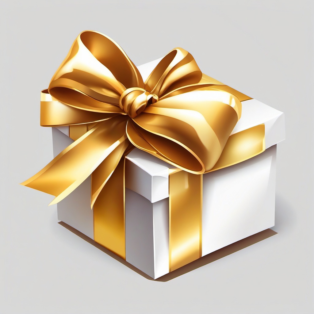 Christmas gift tied with a golden ribbon clipart.  vector style illustration, white background