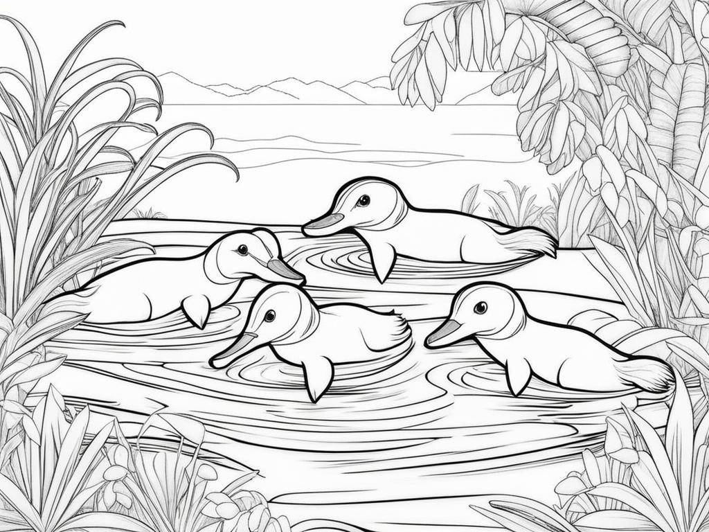 platypuses cute animals coloring page 