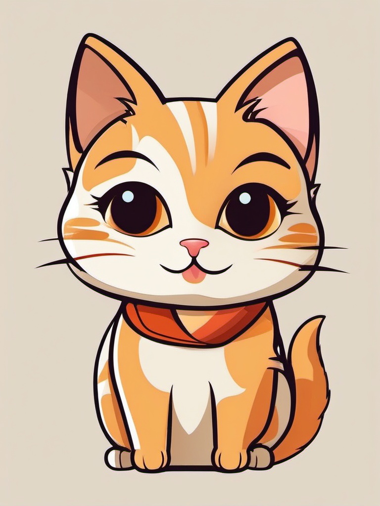 Cute clipart cat, An adorable and charming cat illustration.  simple, 2d flat