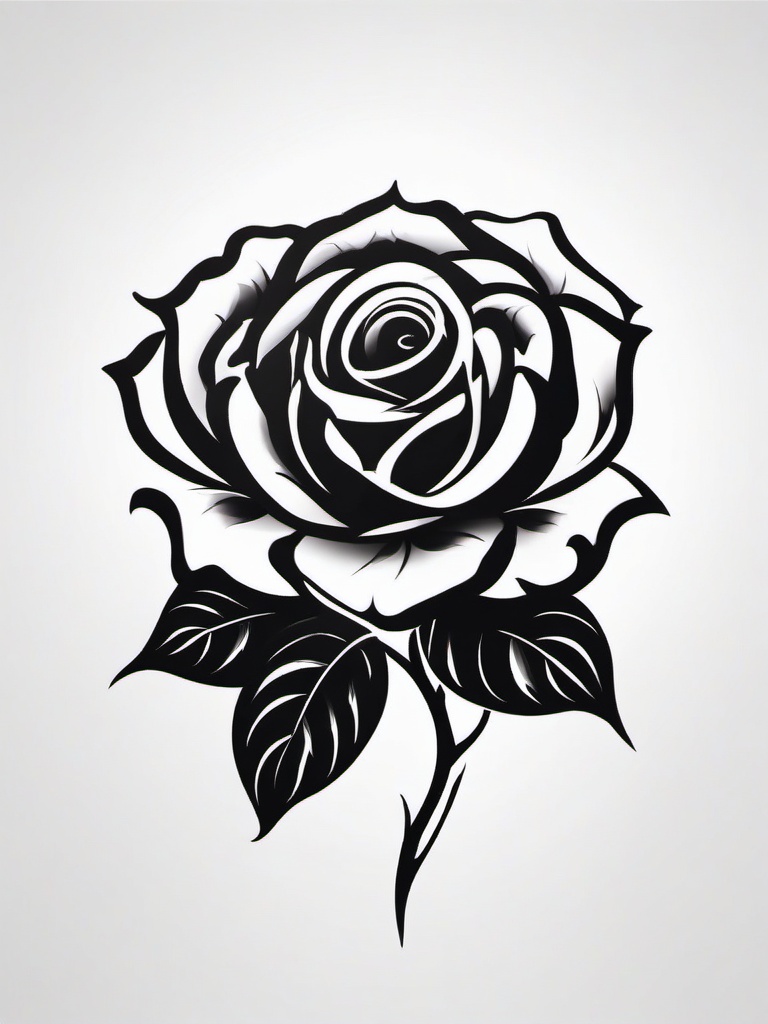 Tattoo Rose Black - Tattoo featuring a black rose design.  simple color tattoo,minimalist,white background