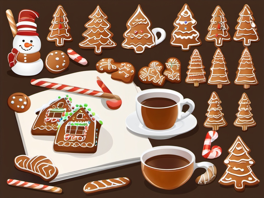 Clipart Gingerbread,Designing a cozy winter recipe book with clipart gingerbread  simple, 2d flat