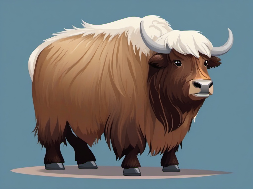 Yak cartoon - shaggy, cold-climate animal with a large build  