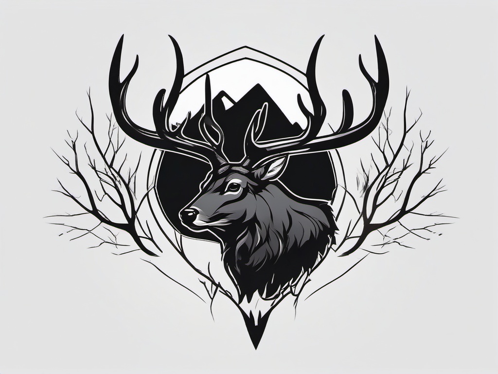 small hunting tattoo  simple color tattoo,minimal,white background