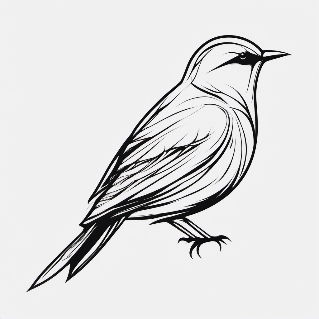 Bird Tattoo - Simple bird outline tattoo  minimalist tattoo design, white background