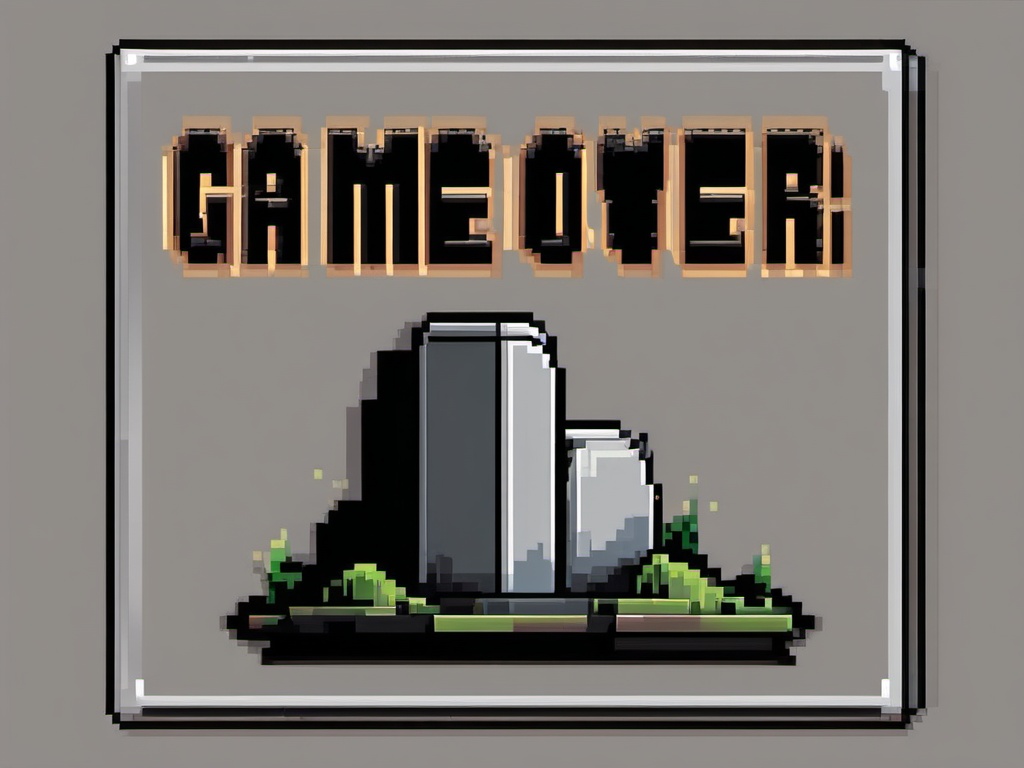 Game over pixel art tombstone sticker- Retro gaming loss, , sticker vector art, minimalist design