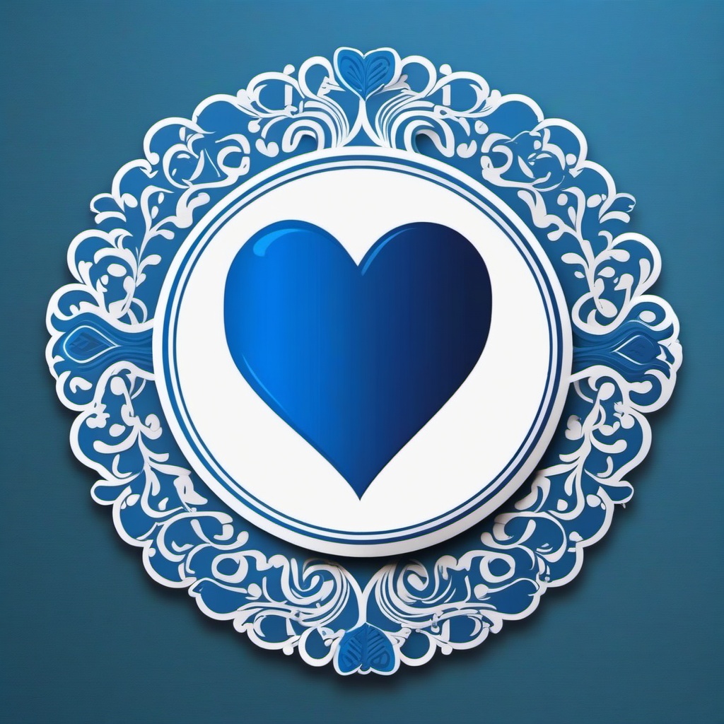 Blue Heart Sticker - Blue heart for a calm feeling, ,vector color sticker art,minimal