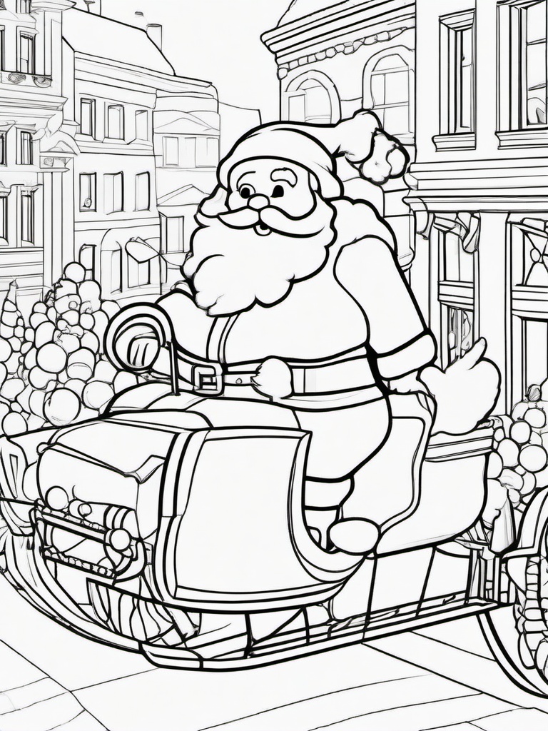 Santa in a Christmas Parade Coloring Pages - Leading a Festive Holiday Parade  minimal black outline printable sheet, coloring page