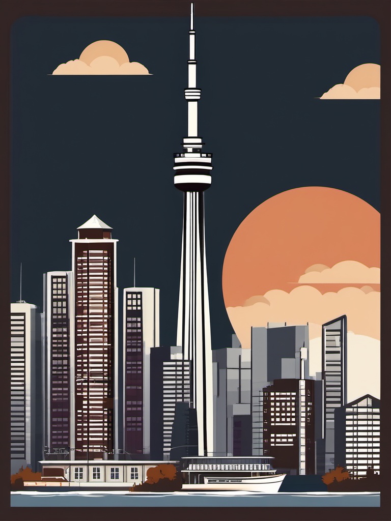 Toronto clipart - CN Tower and skyline of Toronto, ,color clipart vector style