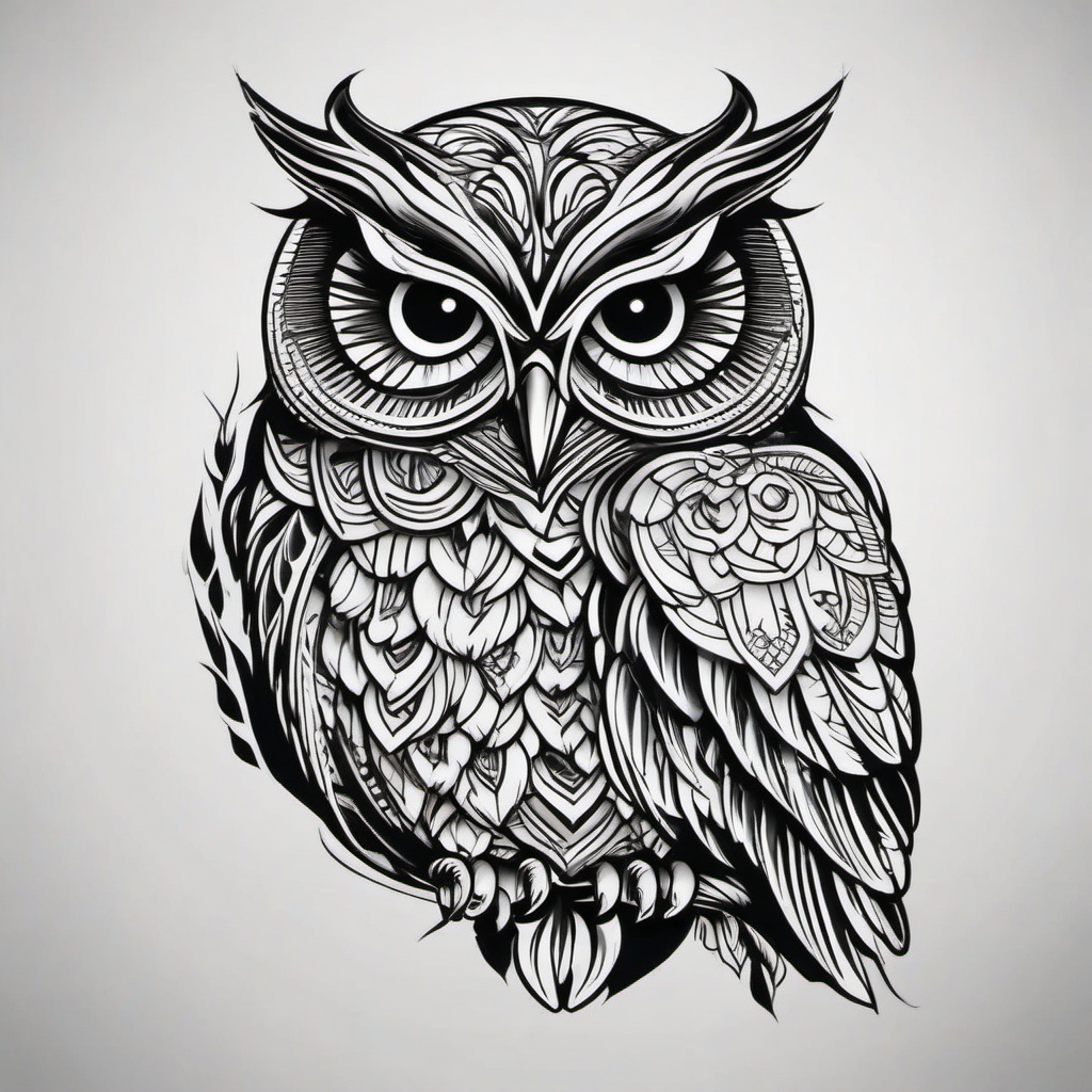 Small Owl Tattoo Ideas - Explore creative ideas for small and impactful owl tattoos.  simple color tattoo,vector style,white background draw in pencil style