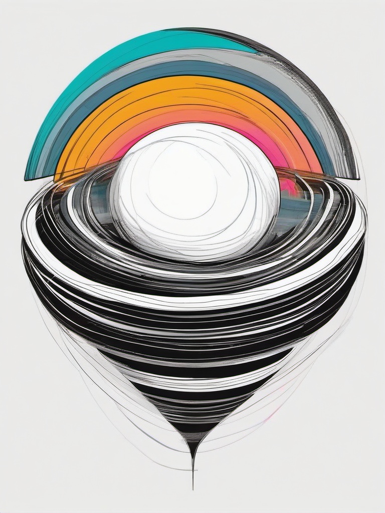 drawing of a colorful planet with rings  minimal rough sketch scribbles,doodles,black and white